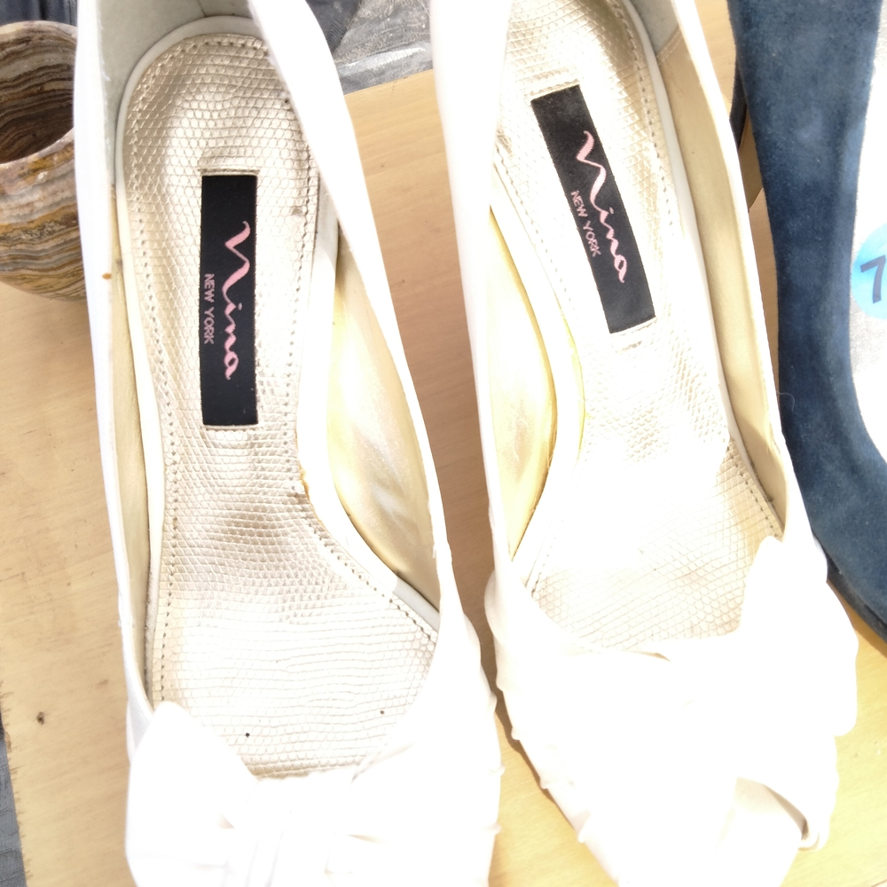 ANNA New York Women's White Peep Toe Heels